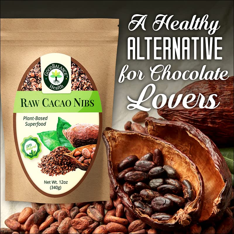 Miniatura 3 de Good Balance Health Raw Cacao Nibs, alternativa a las chispas de chocolate, perfectas para hornear, batidos, a base de plantas, orgánicas, sin