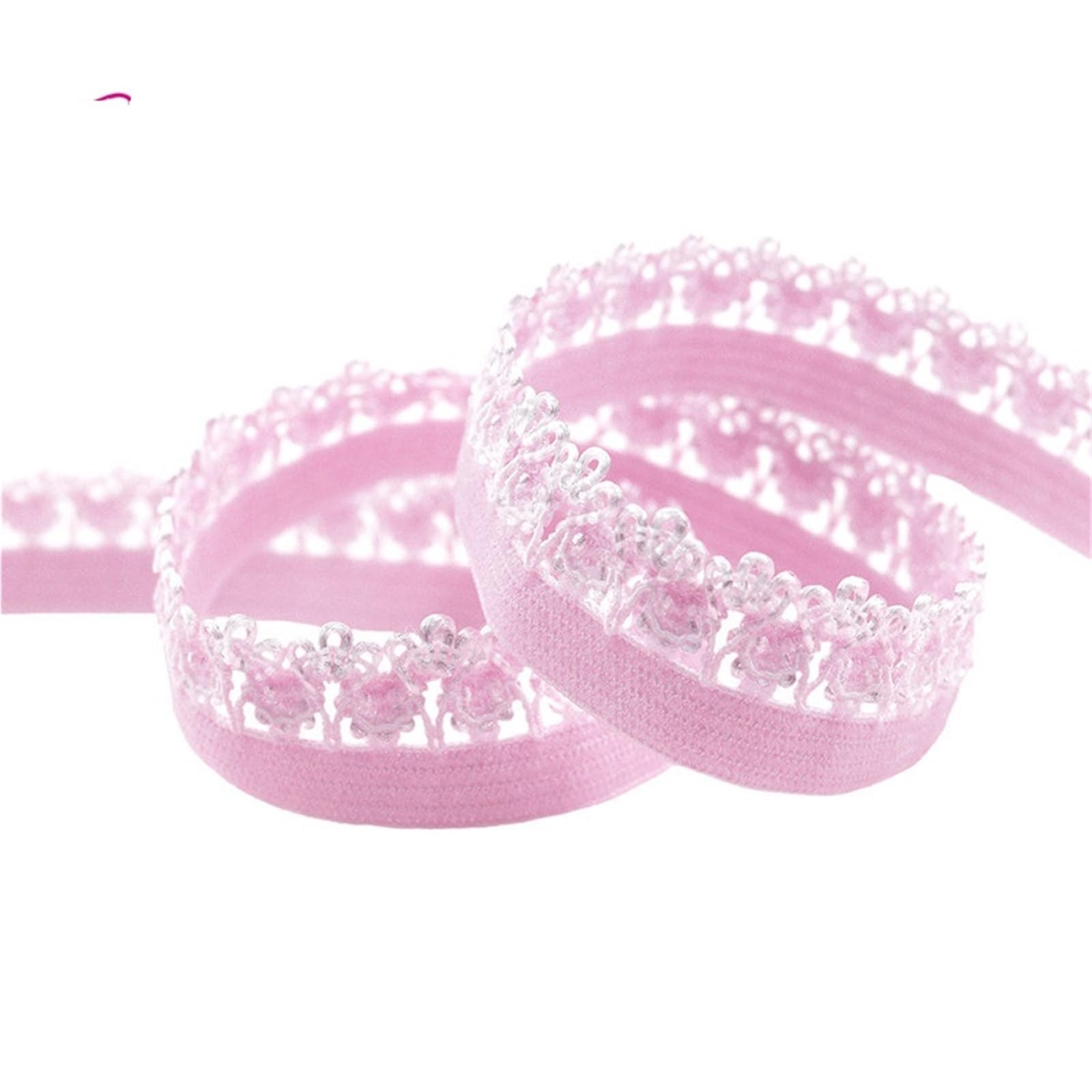 50 100 Yard By Roll 1/2 "13mm Picot Bordo Lace Trim Corona Elastica Frilly Spandex Fascia Fascia Lingerie Mestiere di Cucito(White,100 Yards)