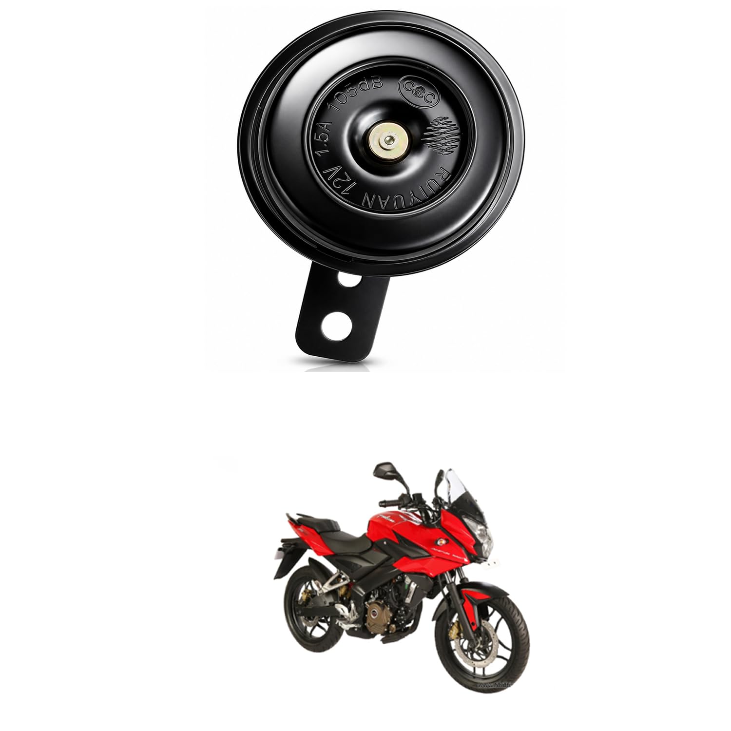 Universal 12V Single Disc Horn | 105dB Super Loud Electric Horn | Waterproof Metal Body | Universal Fit for Cars, Bikes, Scooters & SUVs | Black Comfortable With Pul-sar 200-image-20