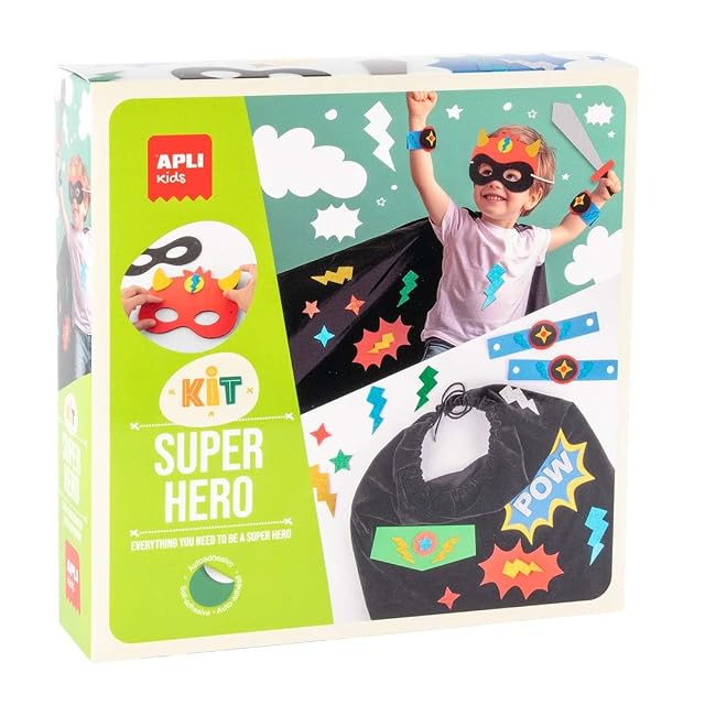 APLI Kids 20355 - Disfraz Superhéroe Infantil - Kit Manualidades DIY Niños con Capa y Máscara