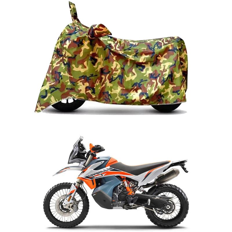 Image of Waterproof 100% PVC Coated Bike Scooty Two Wheeler Body Cover Compatible for KTM 890 Adventure STD /UV-Rays /Heat Protection /Birds Dropping /Scratchproof /Dust Proof [6X6 Jungle Print]