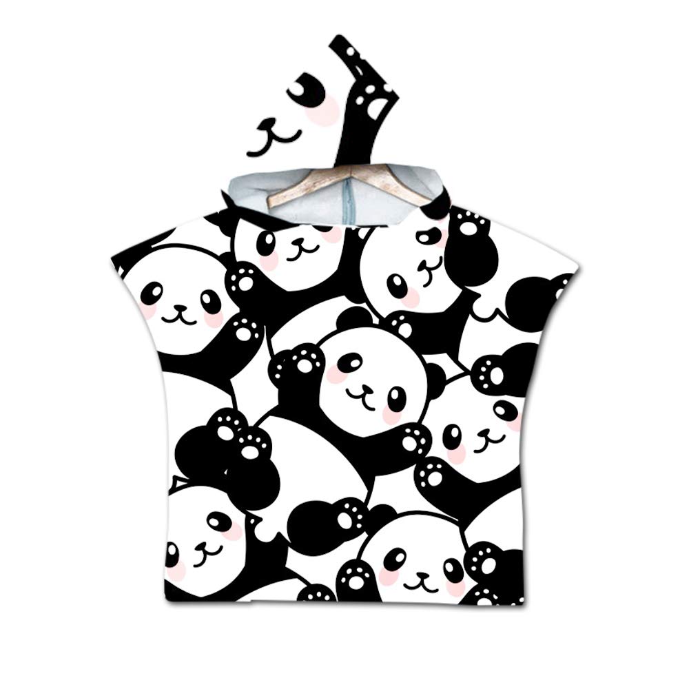 Chickwin Boys Panda Hooded Poncho Towel Kids Baby Luxury Bathrobe Print Light Weight Microfiber, Beach Towel Childs Girls Robe Hooded Swimming Bath Towel Surf Wetsuit Changing (60 * 80Cm,)
