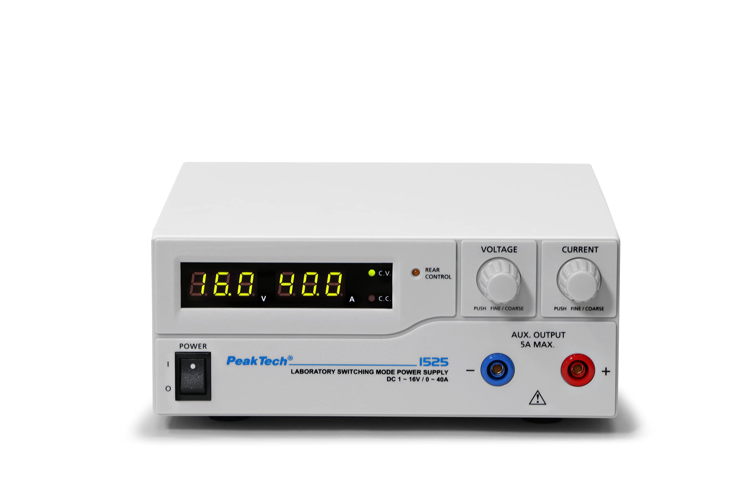 PeakTech 1525 - Générateur de Laboratoire DC 1-16V / 0-40A avec Affichage LED à 3 Chiffres, Alimentations, 3 Préréglages Enregistrables, Protection Contre Les Surcharges - 200~240V AC
