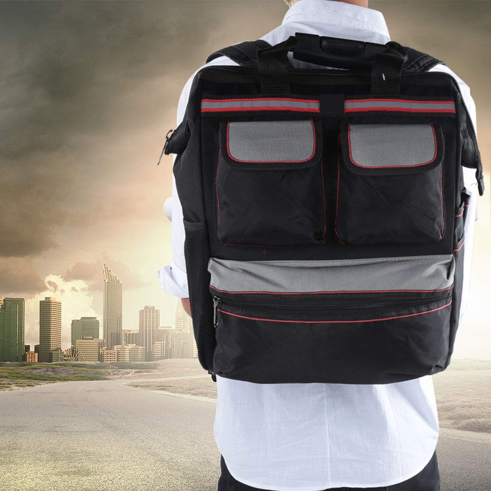 última bolsa de herramientas de tela Oxford YILEQI, herramientas de reparación multifuncionales, organizador de mochila de almacenamiento(Negro)