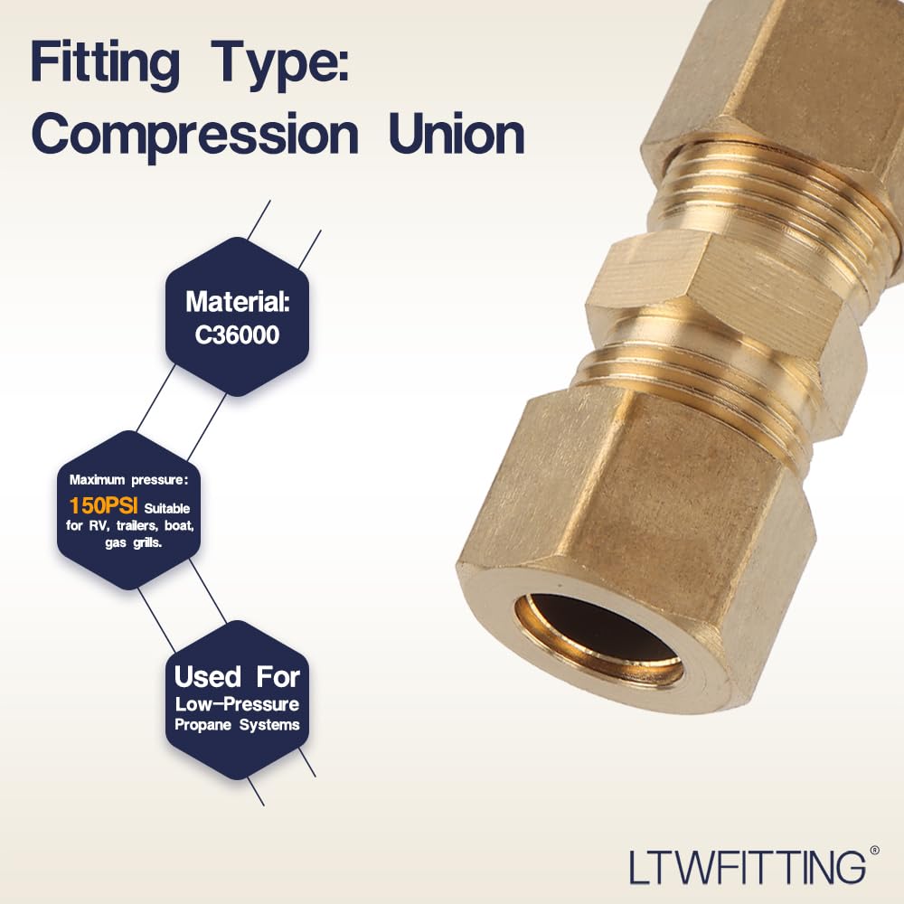 Generic Kompression Union, Messing Klemmverschraubung 38'' OD Pack of 30