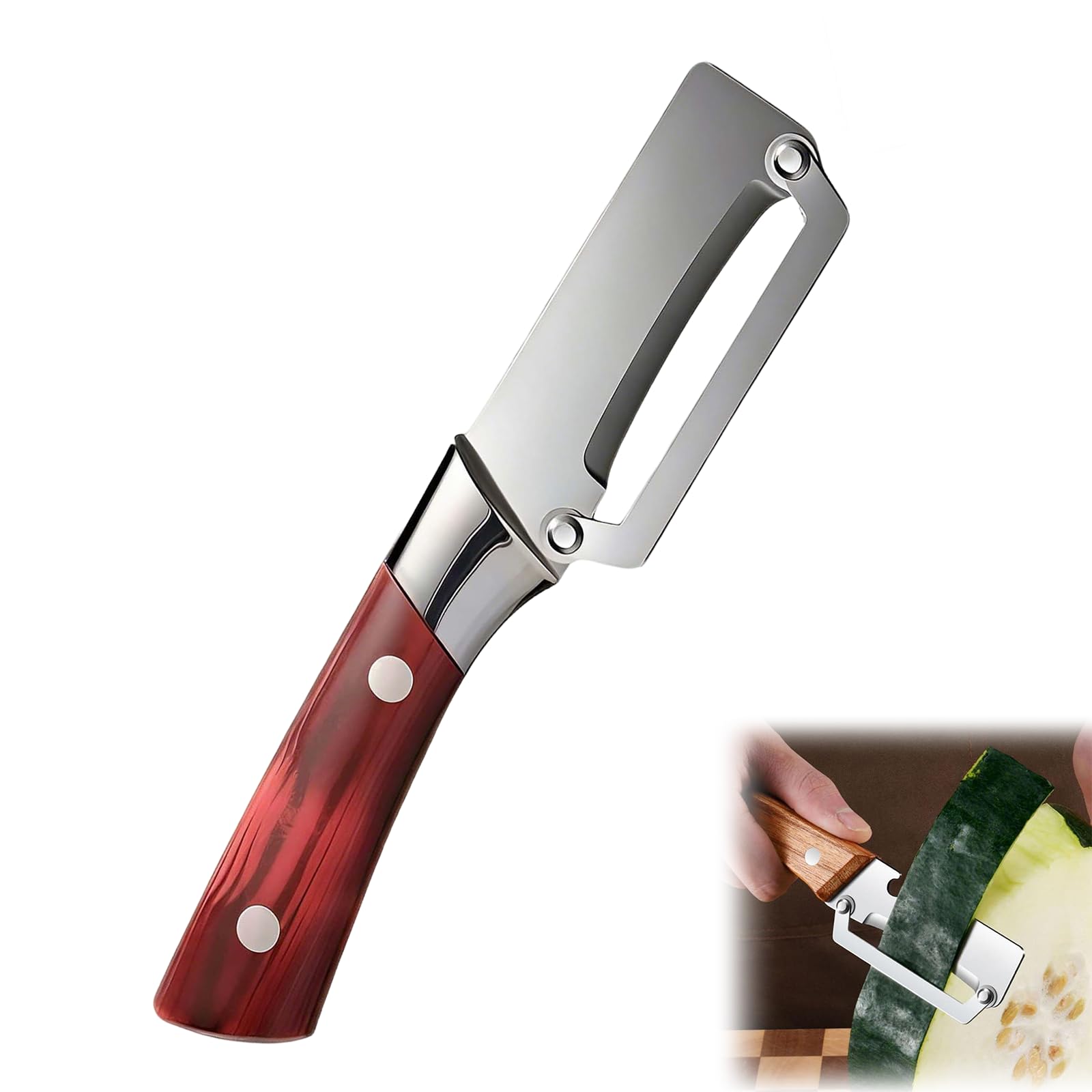 Stainless Steel Vegetable Peeler with Wooden Handle - Ergonomic Potato Peeler & Fruit Slicer, Sharp Blade for Carrot, Apple, Kiwi, Orange, Easy Grip Kitchen Tool (1 Pack) — view 11
