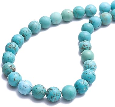 BEADIA Natural Blue Turquoise Stone Round Loose Semi Gemstone Beads for Jewelry Making 4MM 89PCS