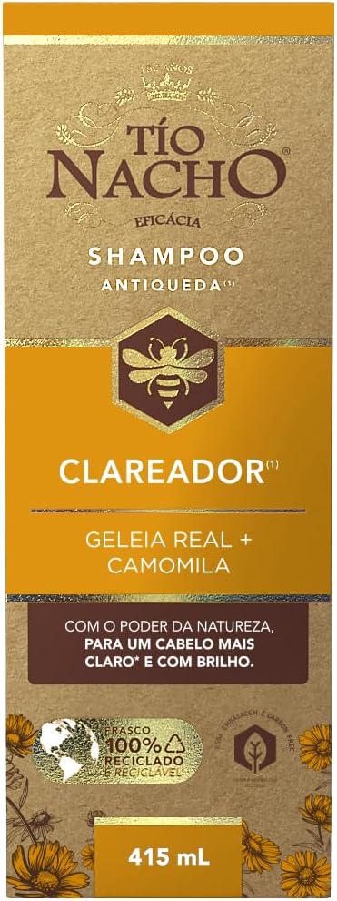 Tio Nacho - Shampoo Clareador Antiqueda para cebelos fracos e sem brilho, 415ml, Cabelos lindos e Brilhantes