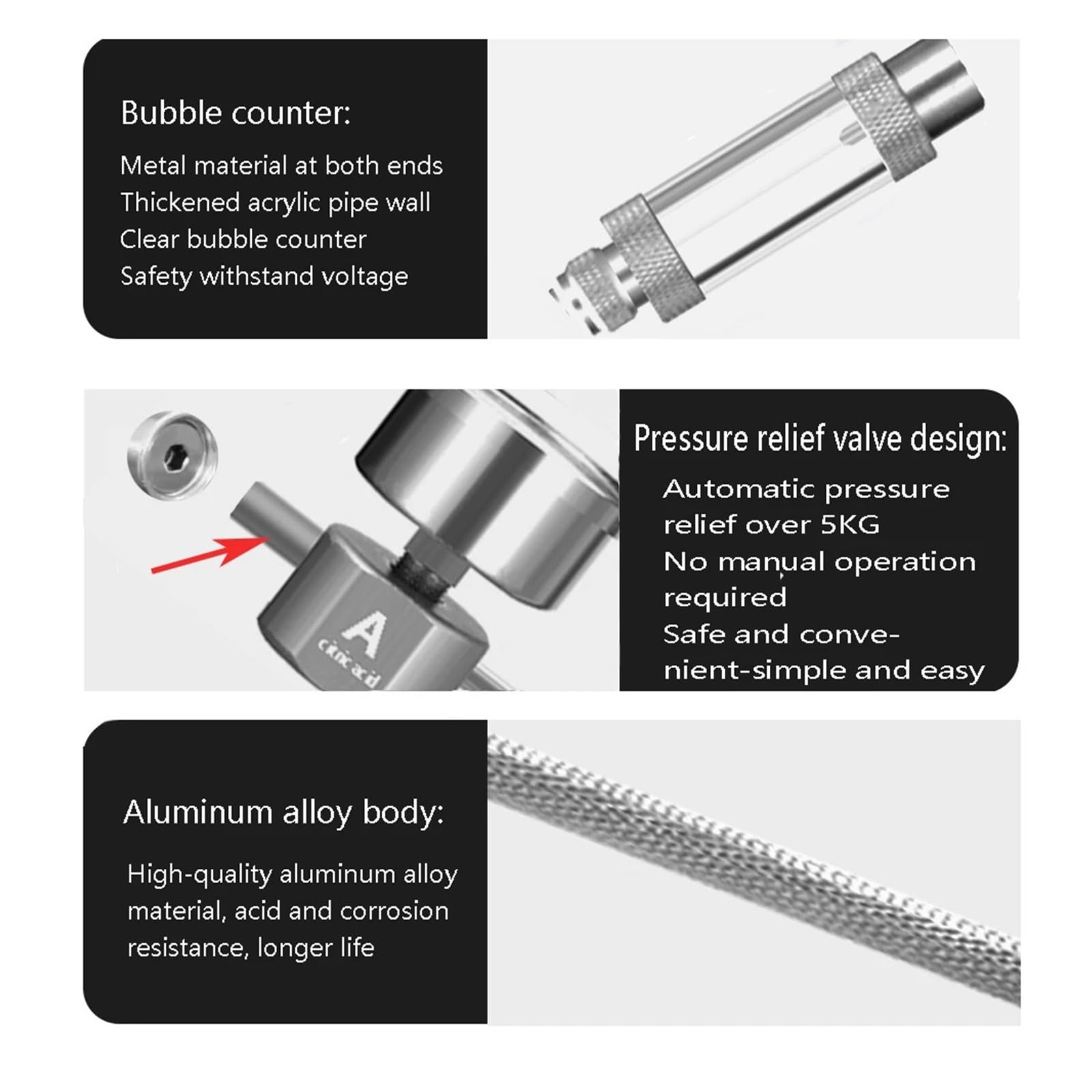 Générateur de CO2 DIY for Aquarium, diffuseur de Compteur de Bulles avec électrovanne, kit de réacteur de dioxyde de Carbone for Le contrôle des Plantes Aquatiques(B)