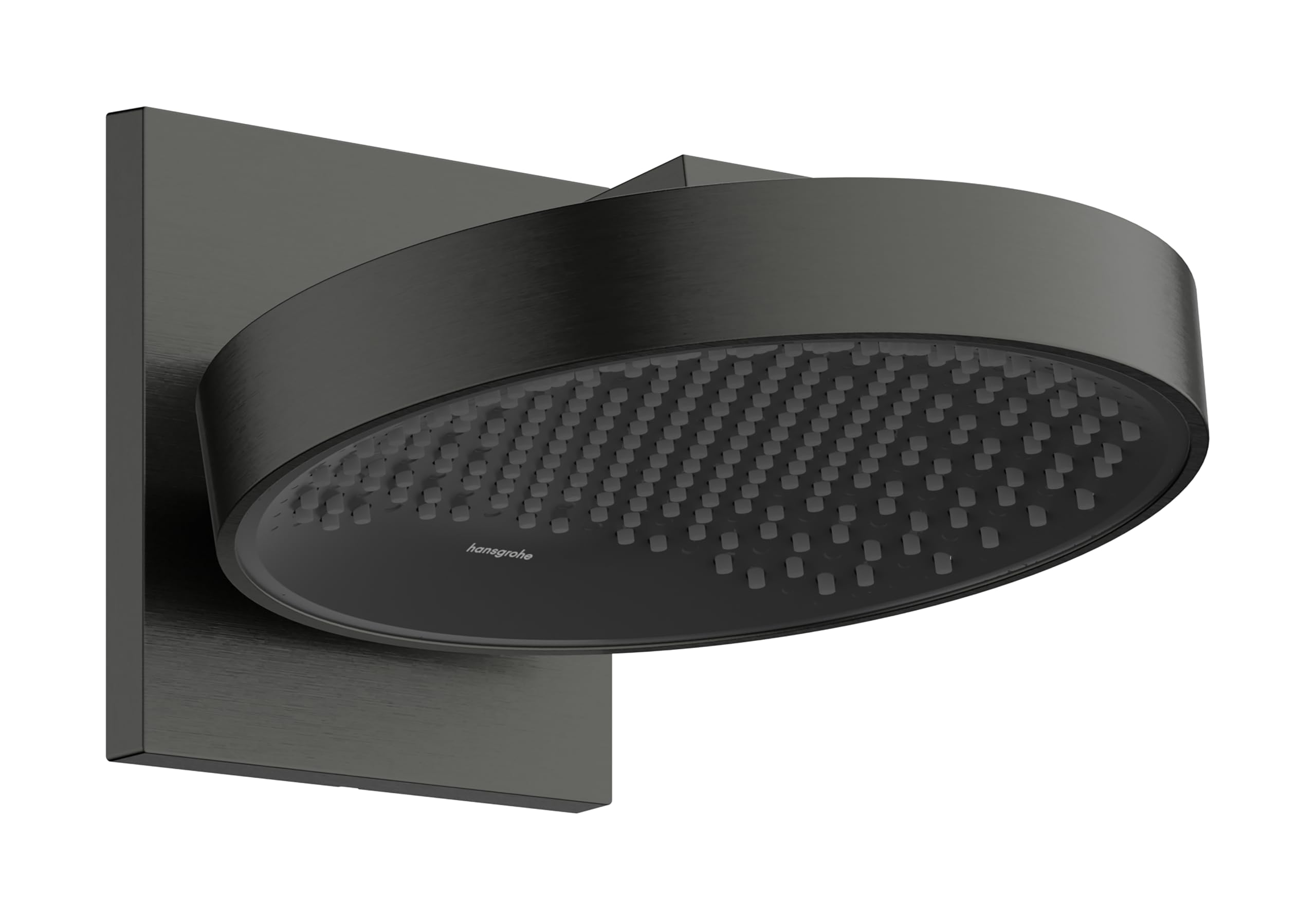 hansgrohe Rainfinity - rociador de ducha con brazo de ducha, ducha fija redondo (250 mm), cabezal de ducha lluvia con 1 tipo de chorro para conexión pared, cromo negro cepillado, 26226340