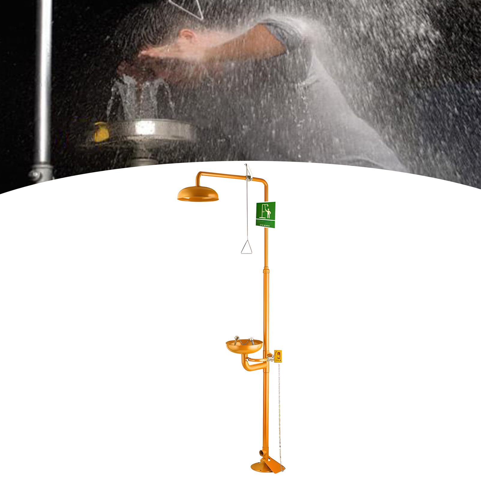 Lavado de ojos de emergencia, Estación de coewsh de Emergencia y Ducha de Emergencia 2 en 1 Lavadora de Ojos combinada para lavarse la Ducha,para fábrica, oficina, laboratorio y uso industrial