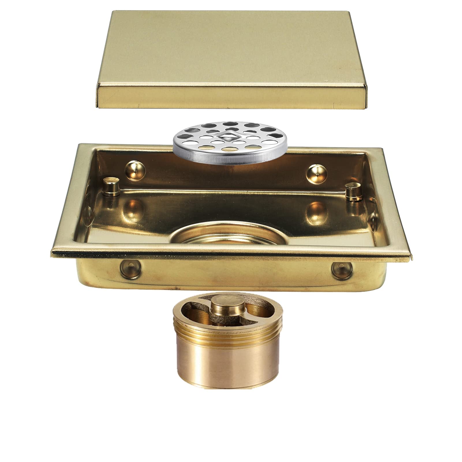 Drain de Douche carré, Drain de Sol Invisible en Acier Inoxydable pour Salle de Bain, Couvercle de Drain de Douche carré Moderne brossé avec Valve en