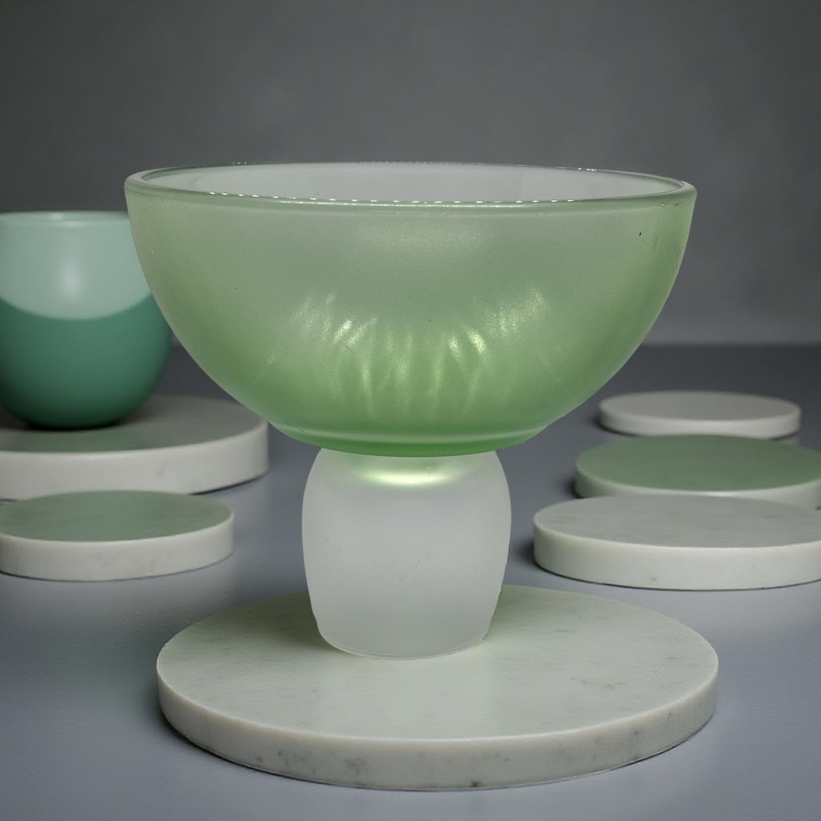 Mint Glass Bowl with White Pedestal Kitchen Accent Dining Display Modern Design Home Decor Home Serving Glass Dish Mother’s Day Gift Elegant