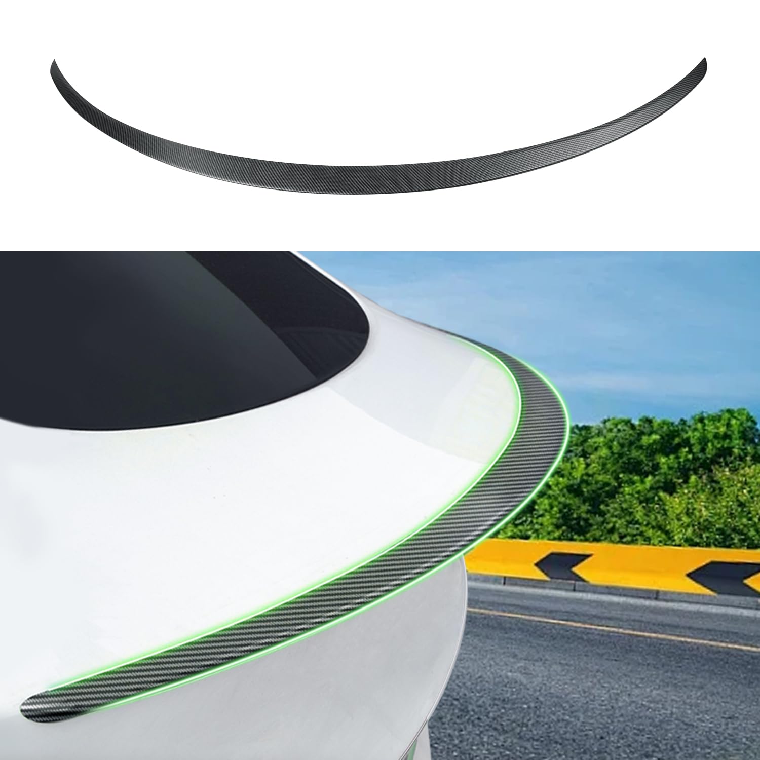 ThinSGOfor Tesla Model Y Matte Real Carbon Fiber Spoiler Trunk Lip Spoiler Wing for Tesla Model Y 2020-2024 (Matte)