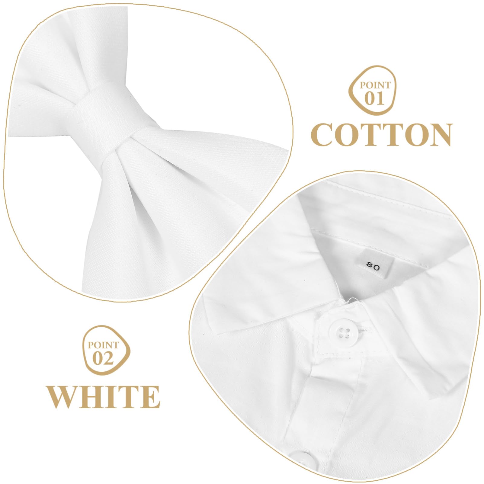 Traje de Niño Recién Nacido 80cm Algodón Conjunto Formal Blanco | Camisa, Pantalón y Accesorios Incluidos, para Ceremonia y Ocasiones Elegantes, Tallas con Contorno 57/64/46cm