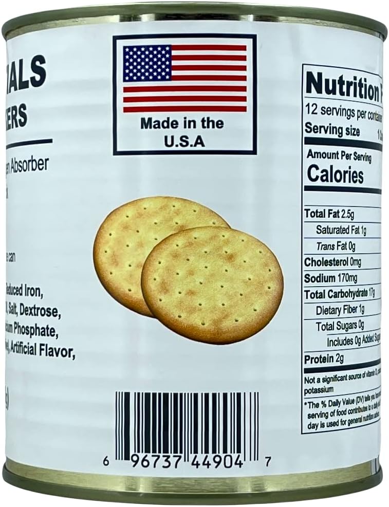 Pilot Bread Survival Crackers – Emergency Food Supply – 30-Year Shelf Life – Ready to Eat Hardtack Biscuits – #2.5 Can, Made in USA, 12 Crackers per Can, Pack of 1