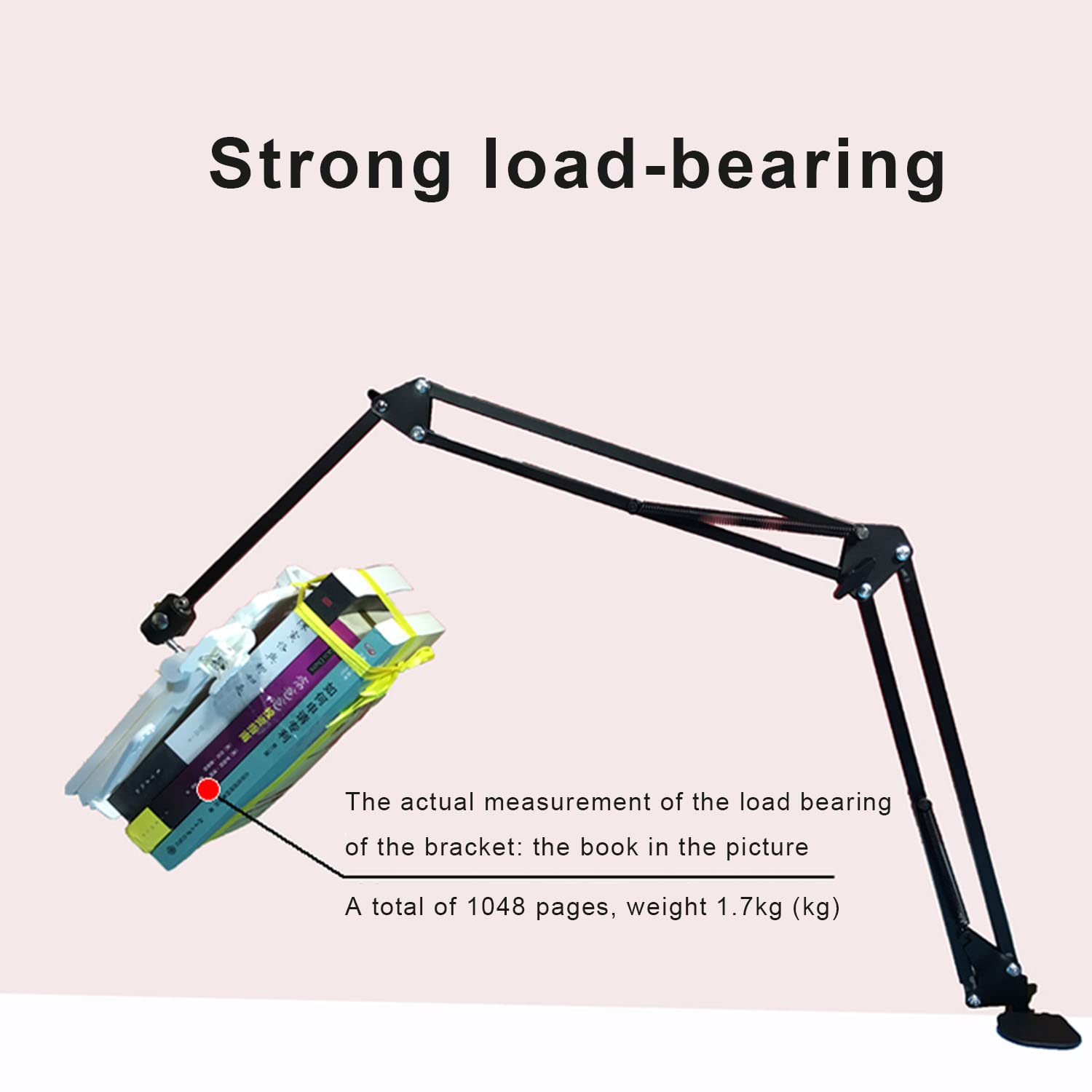 Leggio per Letto, Supporto per Libri Regolabile in Altezza 50-130 cm, Rotazione a 360°, Supporto per Lettura con Morsetto per Lettura a Mani libere, Lettura sdraiata