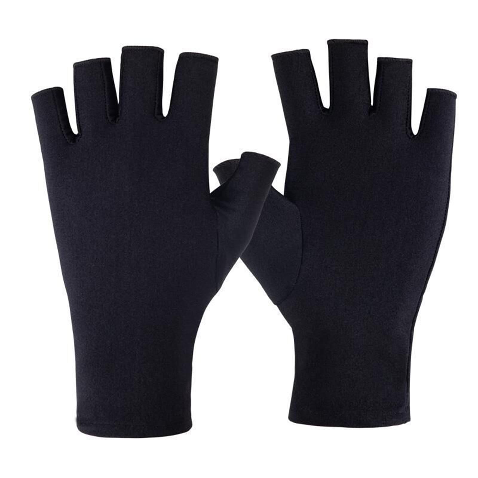 Guantes de Protección Solar, Guante Sin Dedos Guantes de Ciclismo Ligeros Guantes de Manicura de Protección UV Sin Dedos para Escribir para Ciclismo Conducción Pesca Fitness Camping(Corto Negro)