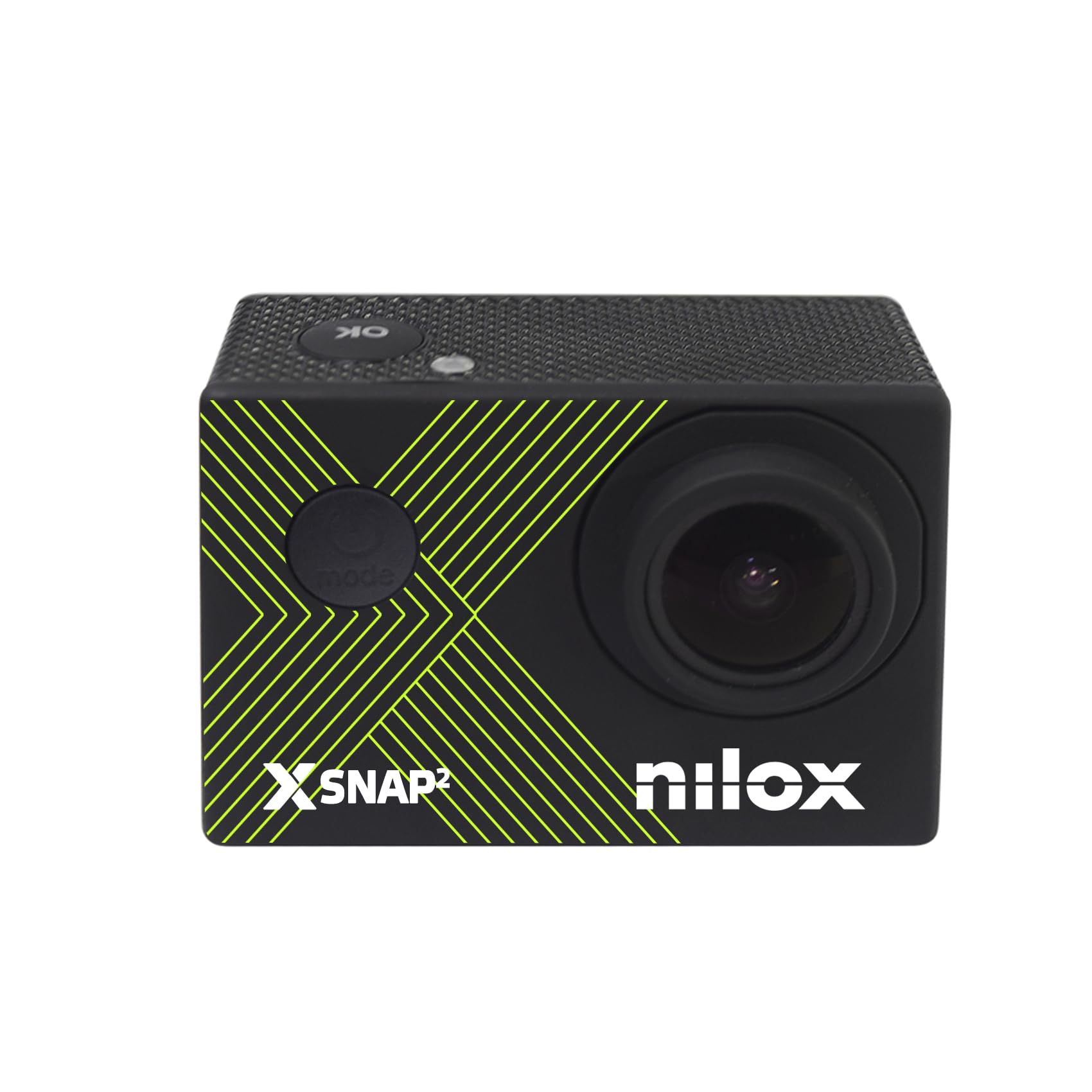 Nilox Cámara Deportiva Sumergible Snap2, Foto 16MP y Video 4K 30fps, Pantalla LCD 2'', Action Cam Impermeable hasta 30m, Batería 900 mAh, Conexión Wifi, Memoria SD hasta 128 GB