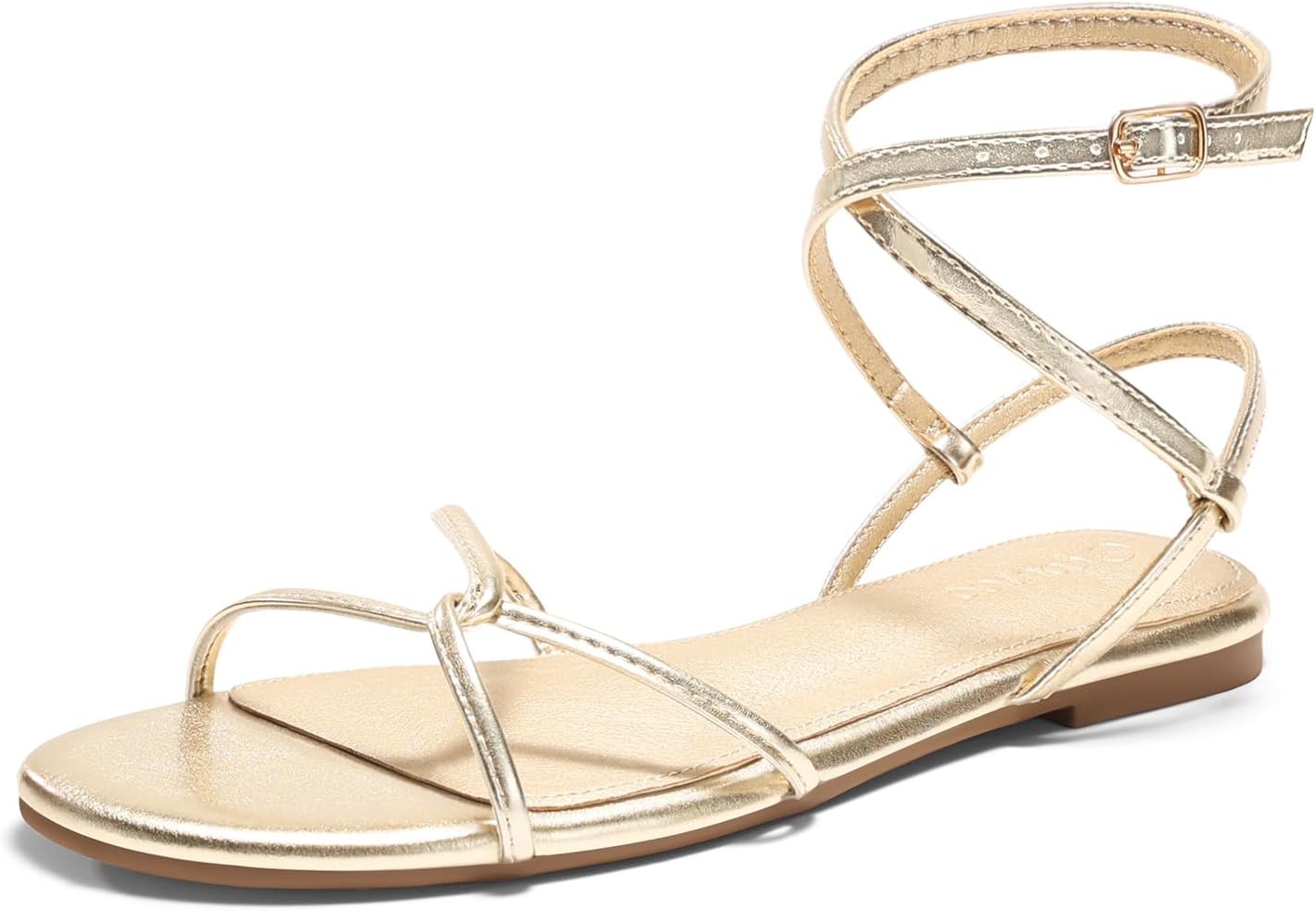 Coutgo Womens Flat Sandals Strappy Open Toe Cross Lace Up Ankle Strap Summer Dressy Beach Shoes - Image 5