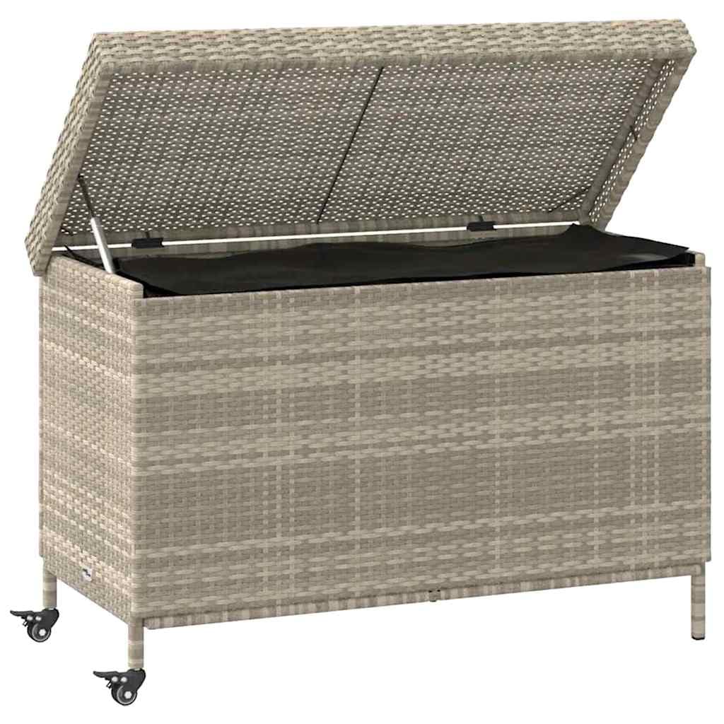 Generico Contenitore da Giardino con Ruote Grigio Chiaro Polyrattan,Cassapanche da Esterno,4103830