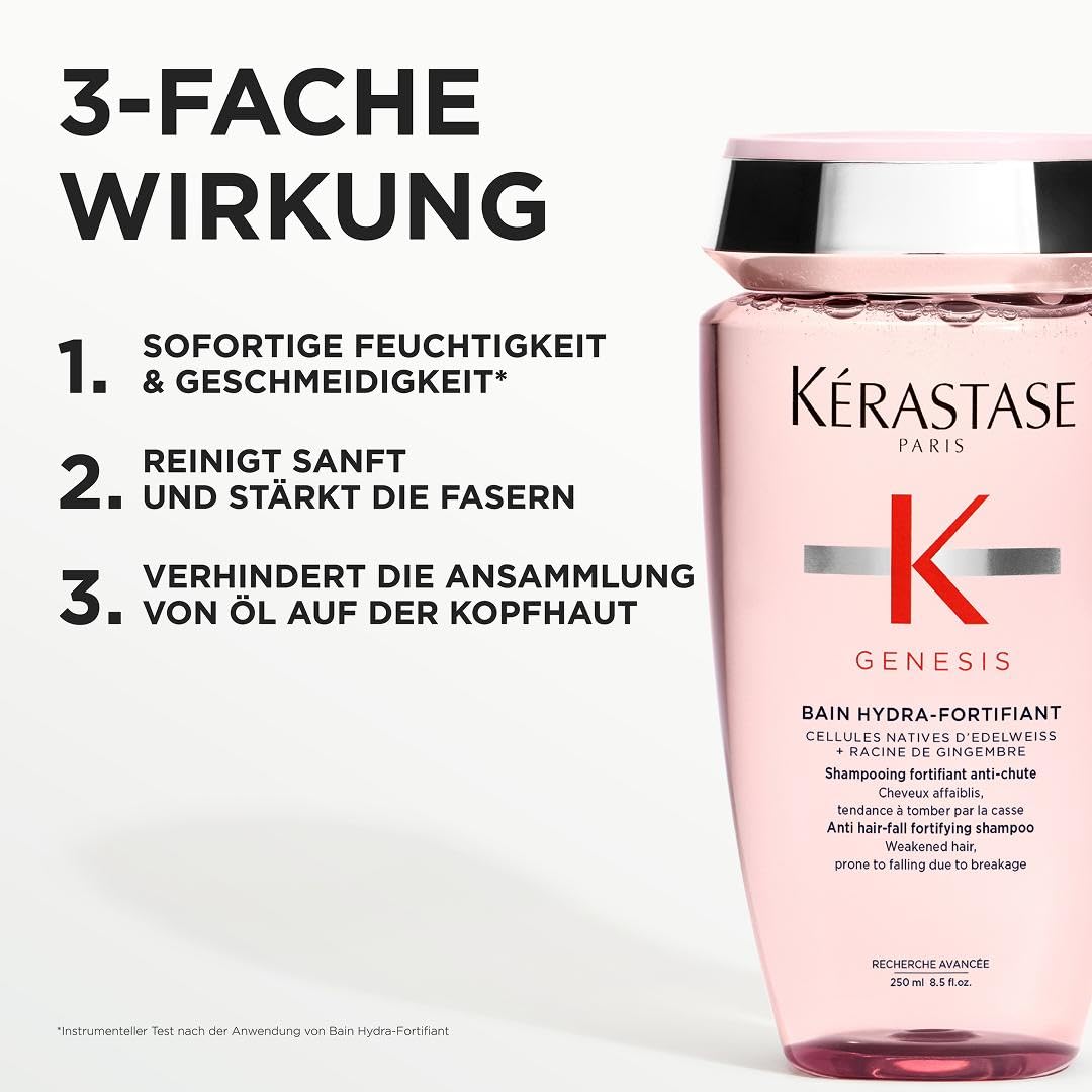Kérastase Genesis Bain Hydra-Fortifiant, Kräftigendes Shampoo bei Haarverlust durch Haarbruch, Haarpflege bei brüchigem Haar
