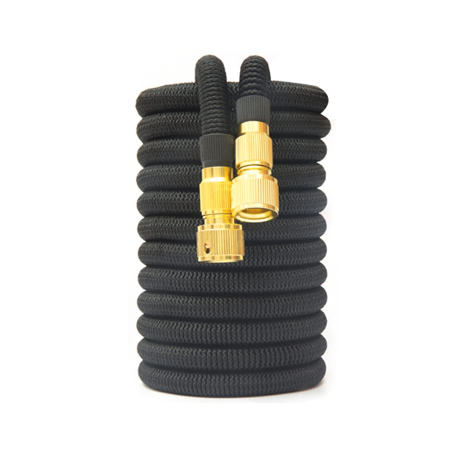 Tubo 'acqua da giardino Doppio connettore in metallo espandibile Tubi in bobina in PVC ad alta pressione for autolavaggio for irrigazione agricola Circolazione Fluida(Black,33FT-10M Extended)
