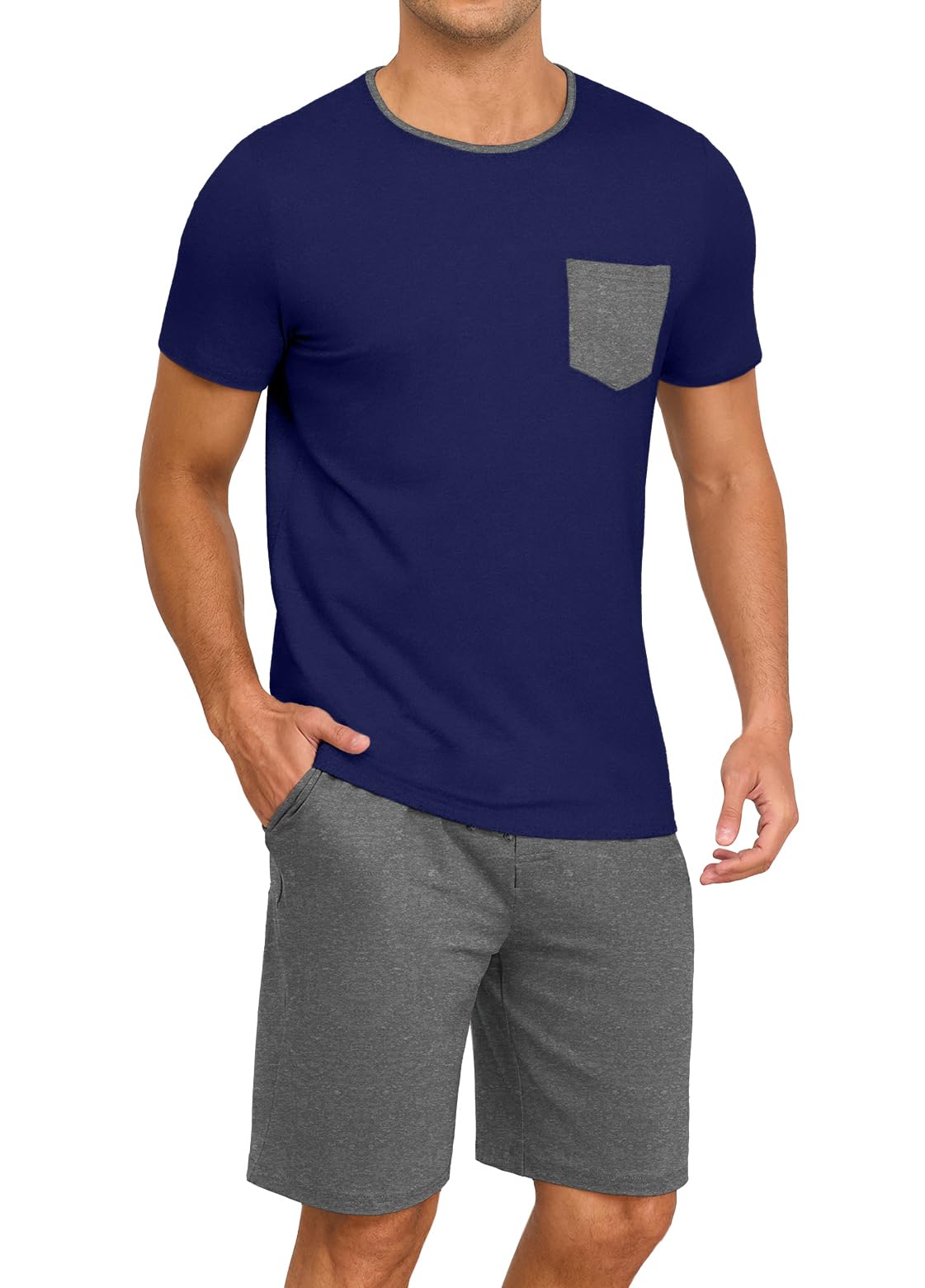 PrinStory Mens Pajamas Set Short Sleeve Pjs Sets S-3XL