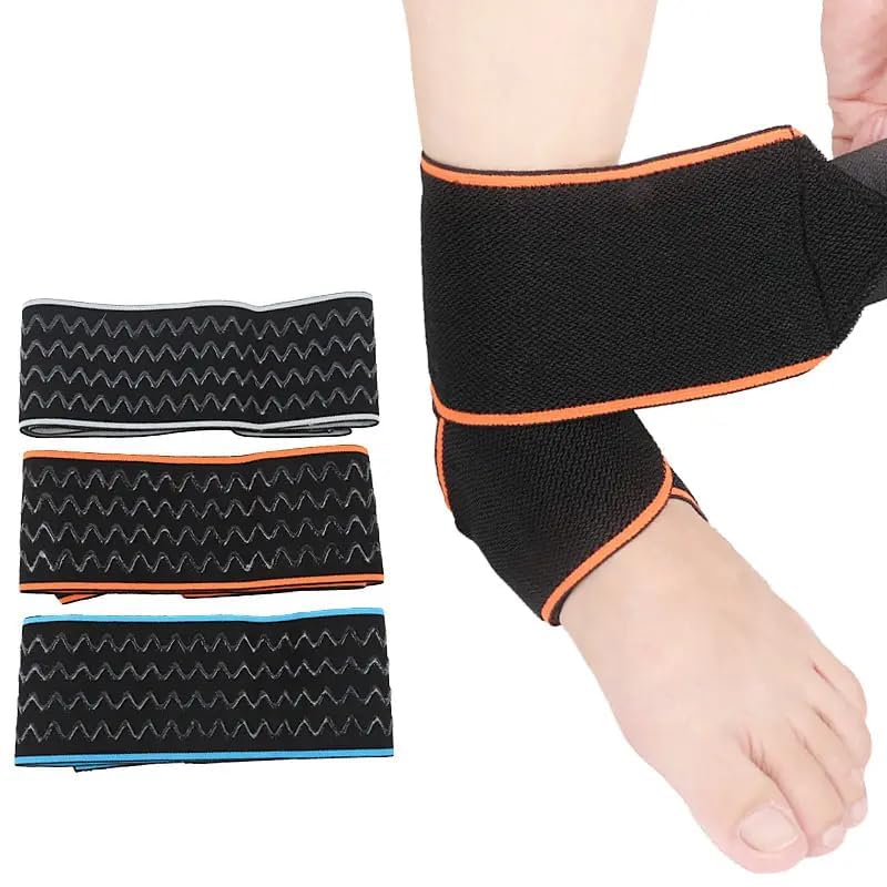 Jesata Adjustable Compression Ankle Support Brace | Protective Anti-Slip Ankle Guard Wrap | Breathable Foot Strap for Sports Protection, Injury Recovery, Pain Relief & Ligament Damage (Gray)