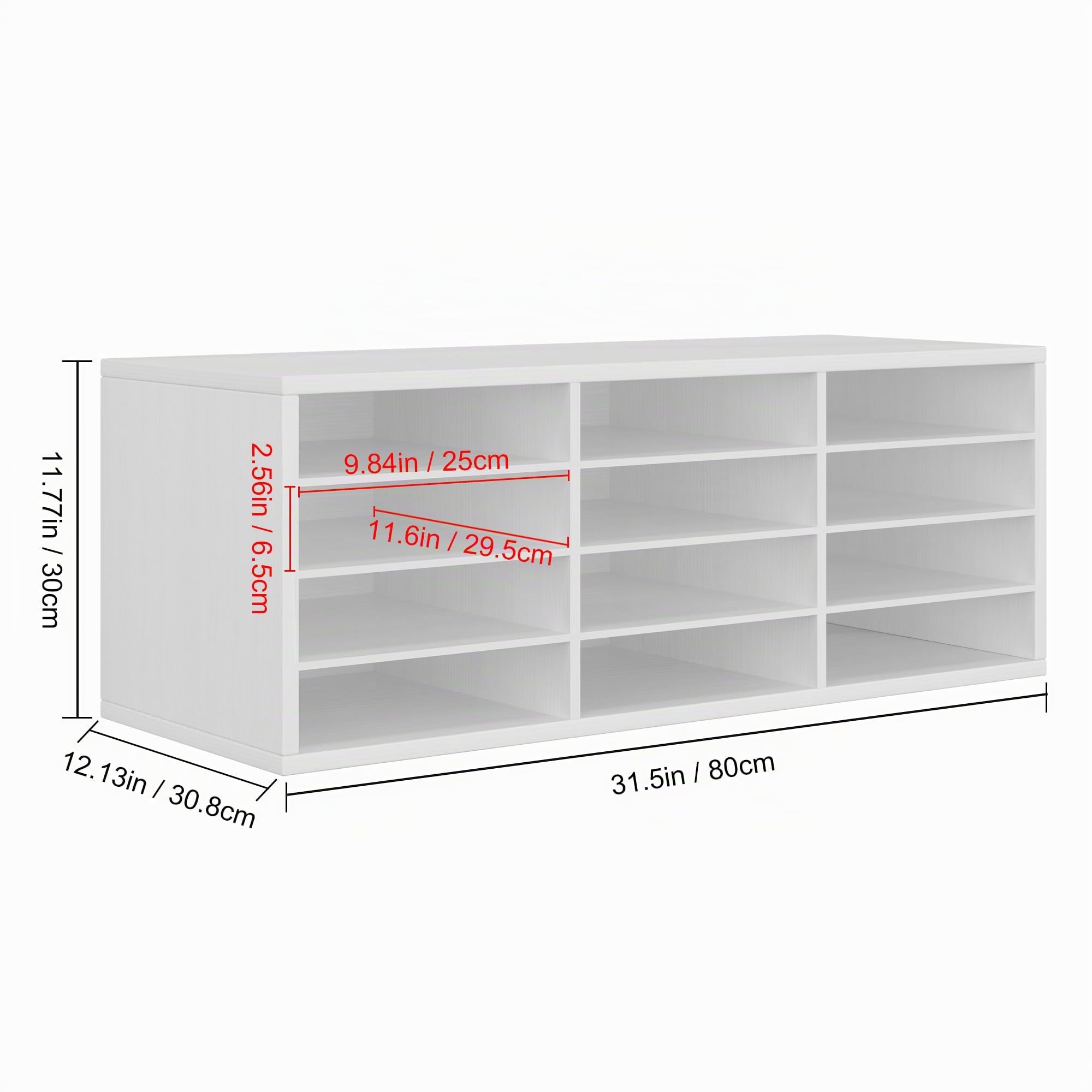 12 Fächer Schreibtisch Ablagefächer Holz, Aktenablage A4 stapelbar,Schreibtisch Ordner Organizer, Büro Briefablage, Halten Sie Ihren Desktop Sauber, Weiß