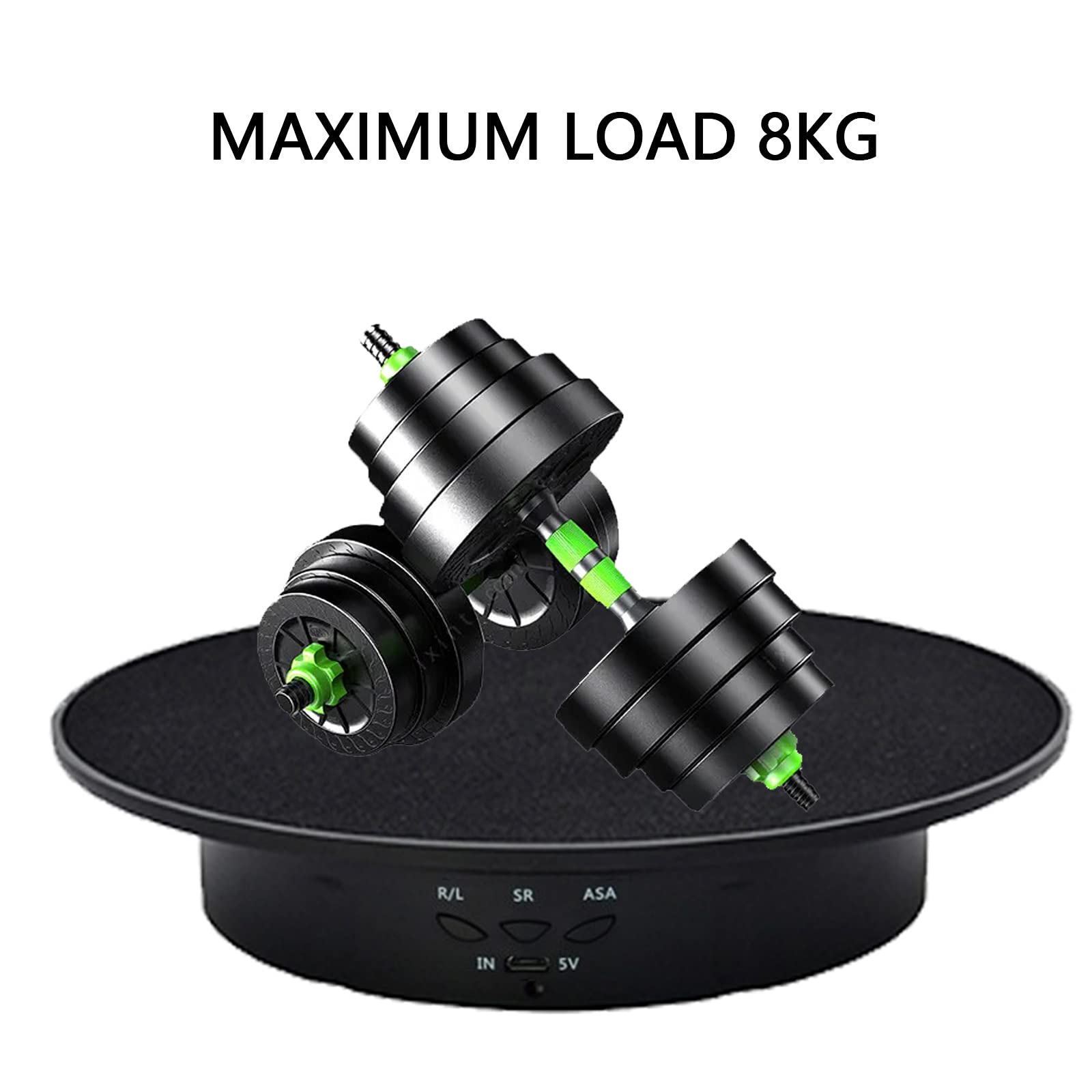 Espositore Motorizzato Girevole 360° Per Oggetti - Giradischi Da 19 Cm, Portata 8 Kg, Con 5 Sfondi In PVC E Alimentazione USB/Batteria