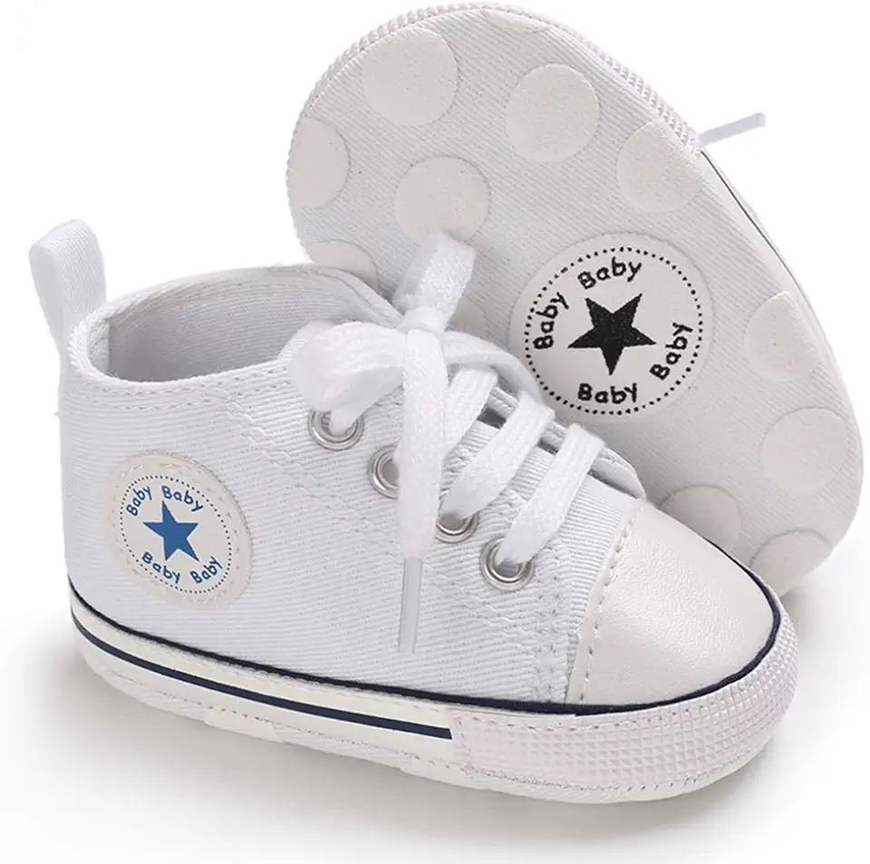 KKIIDDSS Unisex Baby Girls Boys Canvas High-top Shoes, Newborn Infant Anti-Slip Soft Sole Frist Walking Breathable Sneakers