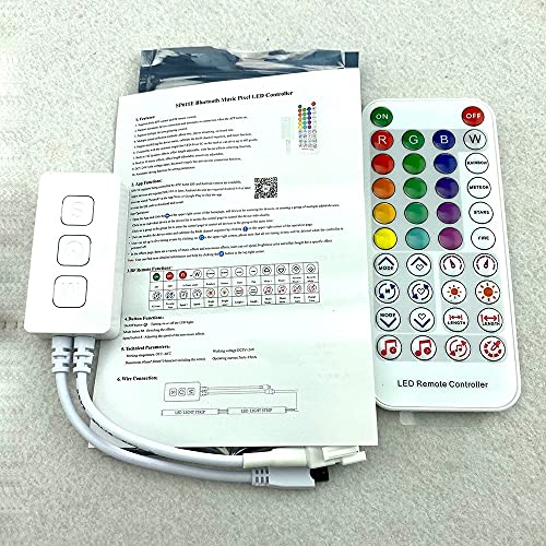 Image of SP611E Bluetooth Controller with Dual Signal Output Ports for LED Pixel Strip /3 Keys Button /IR 38Key Remote Control /Built-in Mic for WS2812B WS2811 (without Supply and LED Strip)