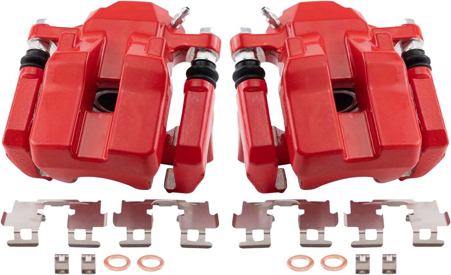TRQ Performance Rear Driver and Passenger Side Brake Caliper Set Caliper Brackets Hardware Compatible with 12-18 Toyota RAV4