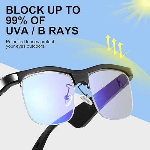 Miniatura 4 de Gafas de sol inteligentes con Bluetooth  Gafas de sol fotocromáticas 2 en 1 y lentes de filtrado de luz azul  Orejeras de alta fidelidad  Lentes de