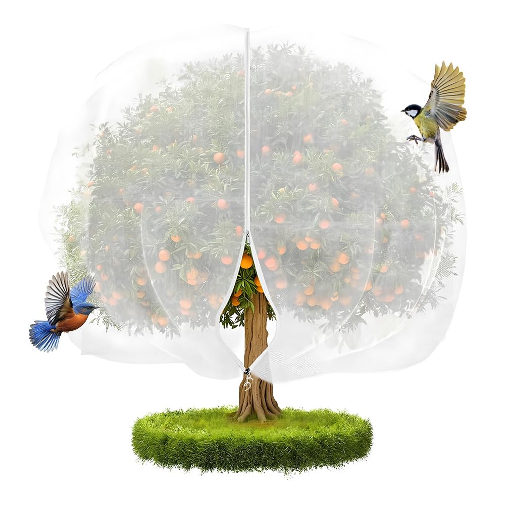 1.8x1.8m Large Fruit Tree Netting, Bird Insect Protection Bags, Fruit Tree Netting Bird Protection with Zipper, Insect Bird Barrier Netting Mesh for Protecting Garden Trees Blueberry Vegetable Flower
