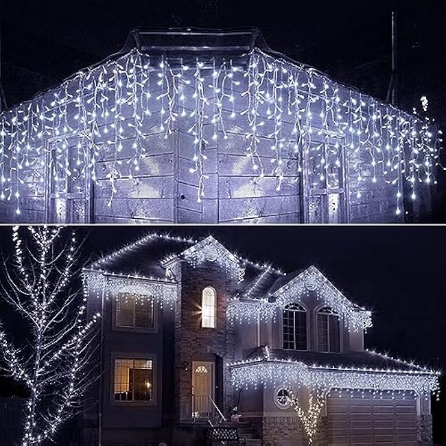 304 LED Outdoor Waterproof String Lights for Christmas, Wedding & Party Decor - 8 Modes, Cool White
