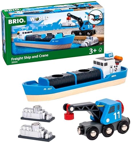 Brio barco de carga y grúa