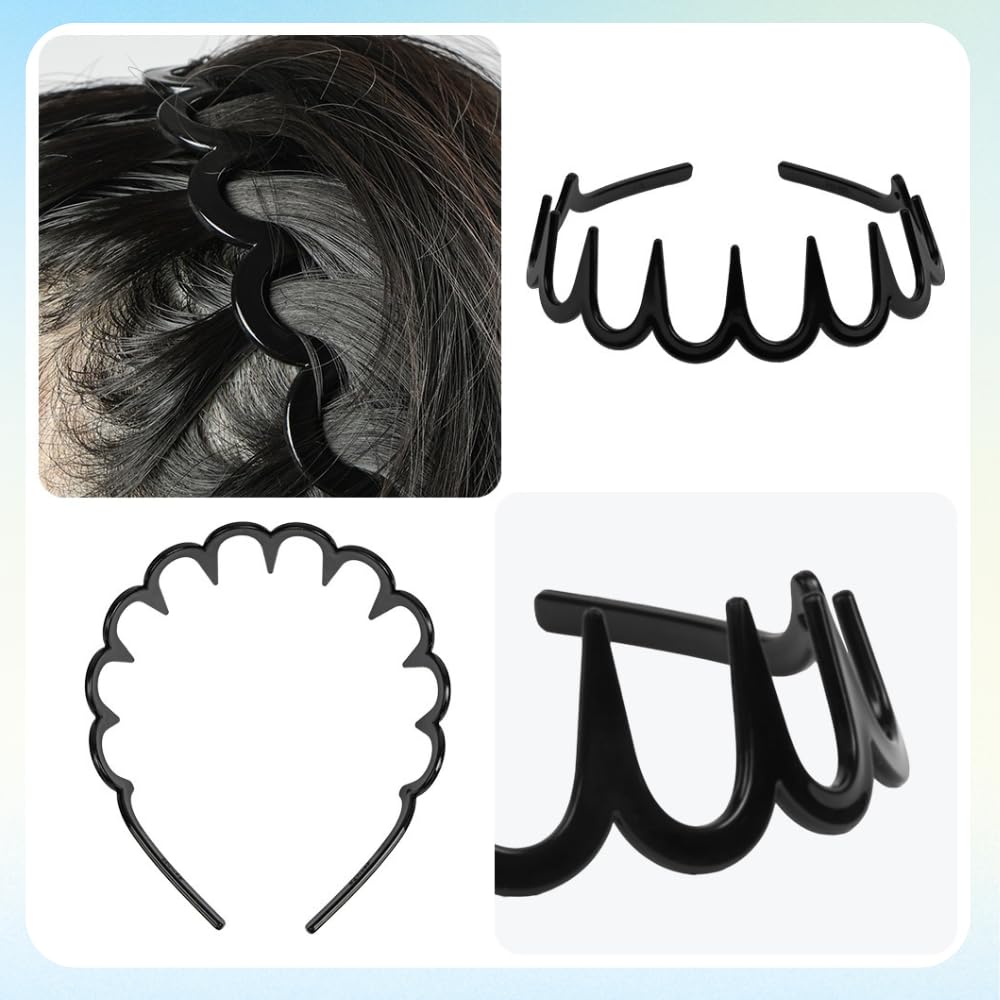 LOPHE 4PCS Tooth Headband for Women Girls Zig Zag Headband Plastic Wavy Shark Teeth Comb Hard Hairbands, 90s Zigzag Headbands - Image 4