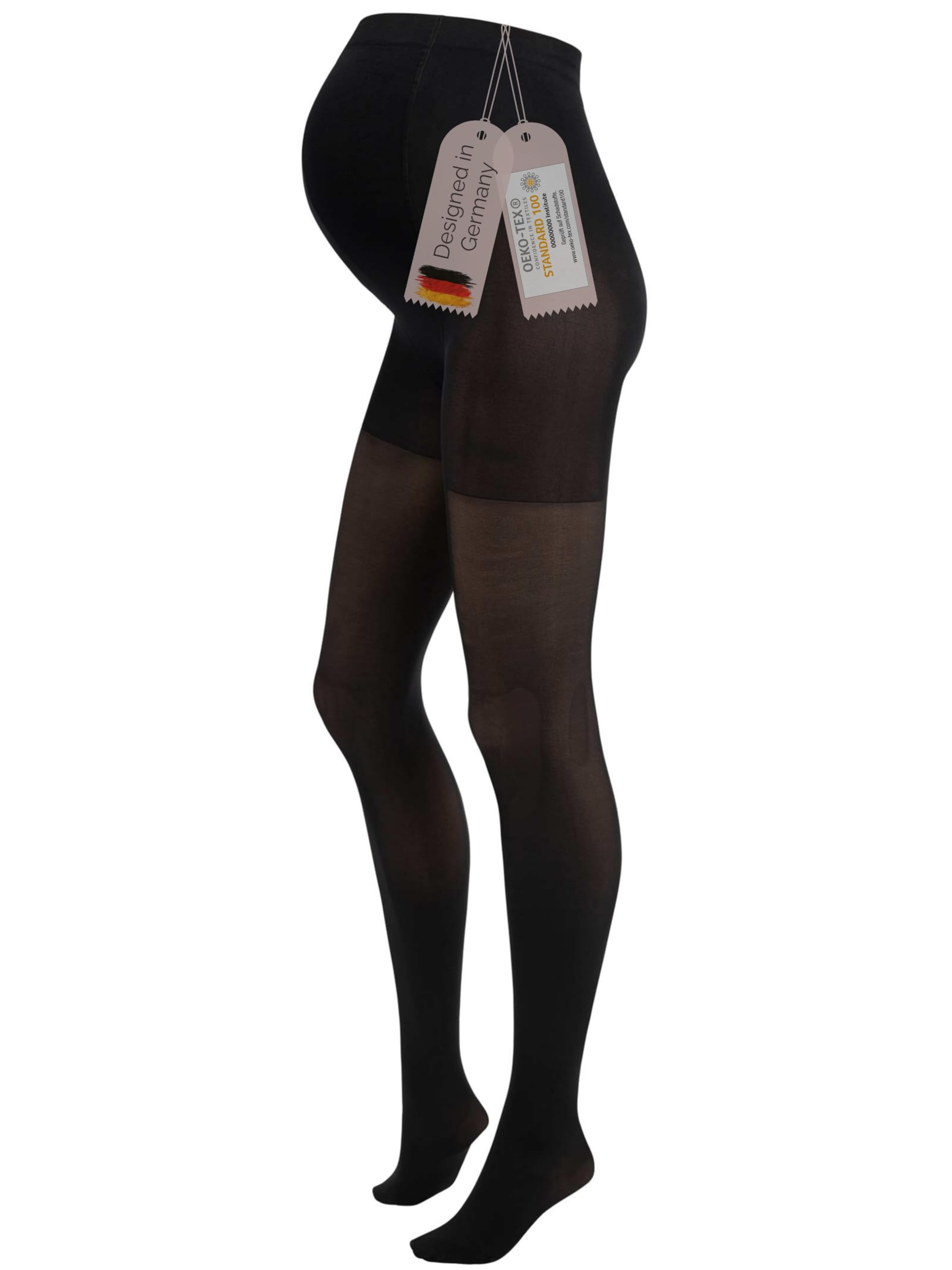 Herzmutter Umstandsstrumpfhose 50DEN OekoTex100 Halb-Transparent - Matt-Soft Schwangerschaftsstrumpfhose - Schwarz - 1800 (M/L, Schwarz)
