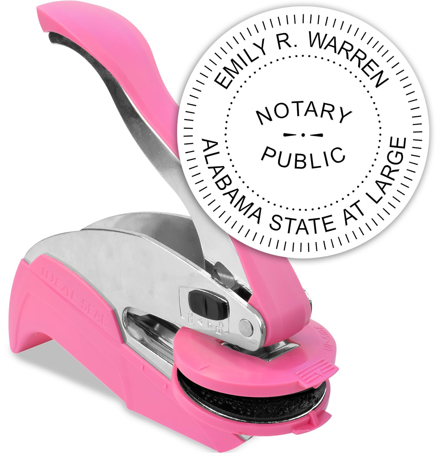 MaxMark Notary Seal Round Pink Embosser for Alabama State - Includes Gold Burst Seal Labels (50 Count)