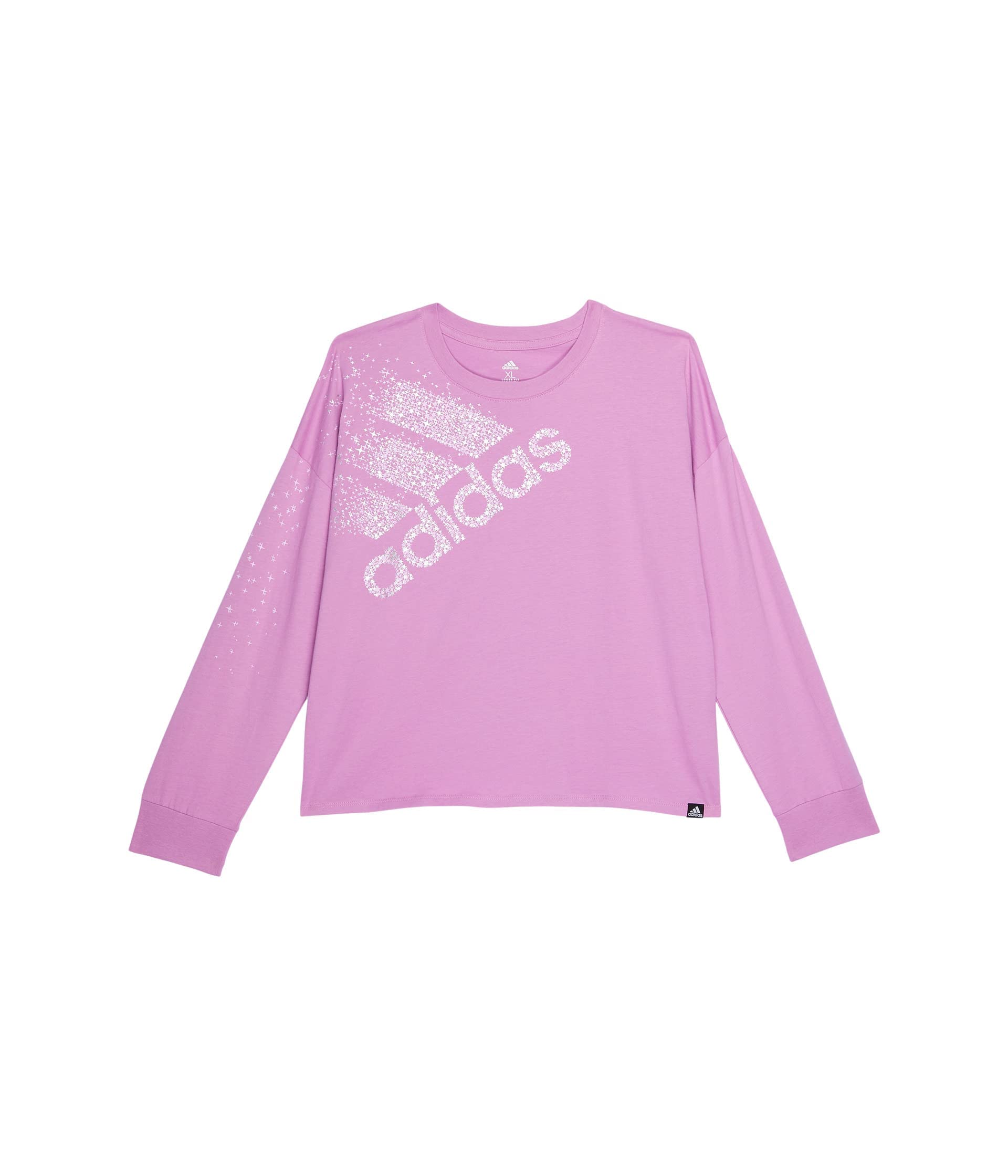 adidas Girl's Long Sleeve Waist Tee (Big Kids) Medium Purple SM (8 Big Kids)