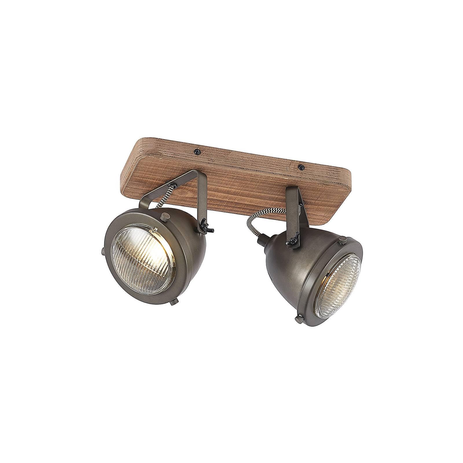 Lindby Ceiling Light Farovi dimmable (Industrial Design) in Black Made of Wood for e.g. Living Room & Dining (2 Light Sources, GU10) from floodlight Spotlight