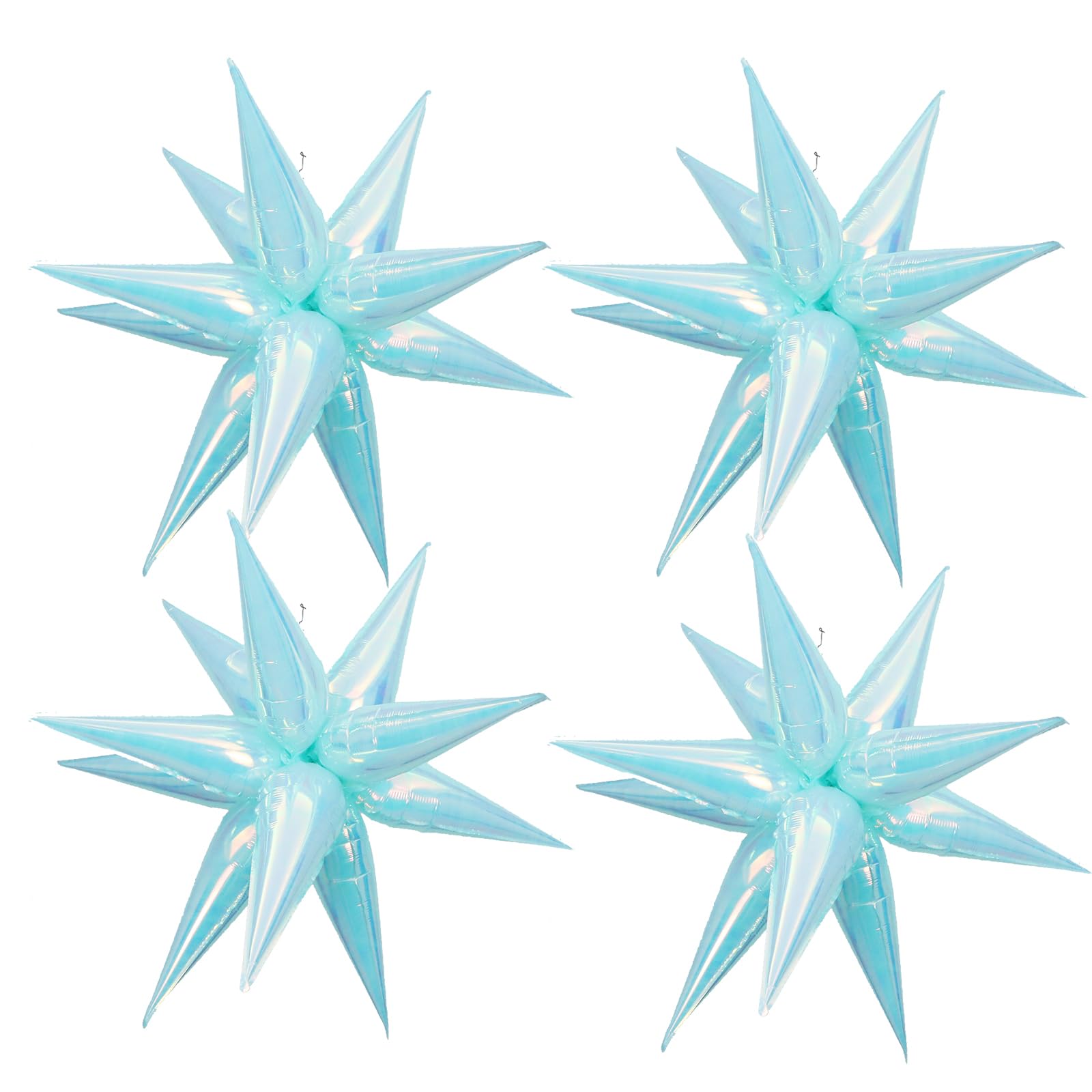 26Inch Iridescent blue exploding star balloons, Iridescent cone star balloons,12spike foil explosion for frozen theme/wedding/under sea mermaid party