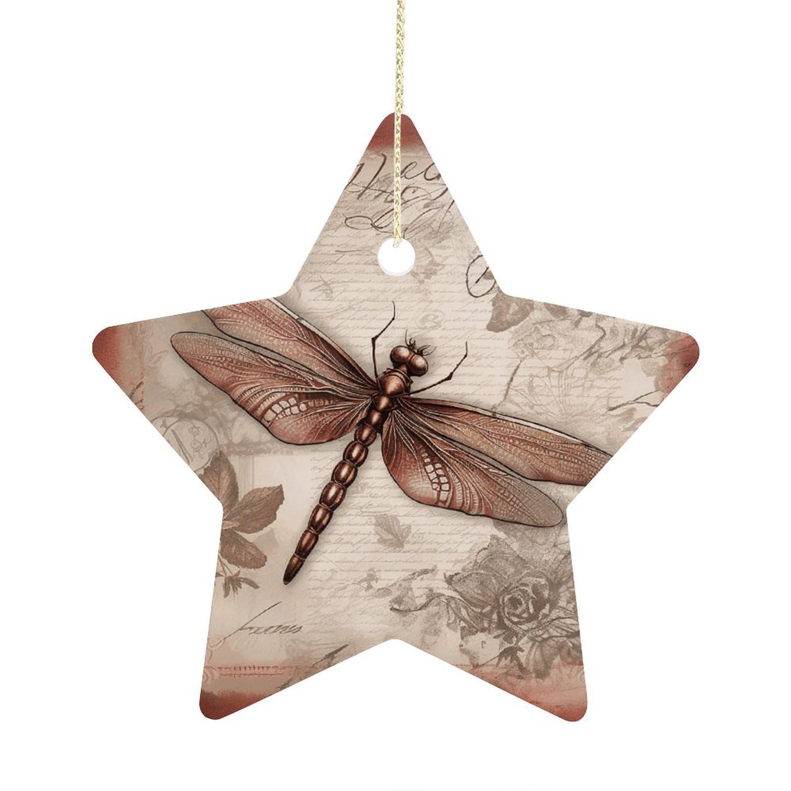Fodpand Women's Style Dragonfly Bee2 Ornament With String, Keepsake Hanging Decorations,Ceramic Ornaments For Men Indoor Home Holiday Party Gifts
