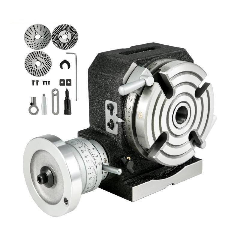 KOZWAY Mesa giratoria Vertical Horizontal 4 '/100mm 6'/150mm precisión 4 Ranuras MT-2 con 3 Placas divisorias for fresadora (Color : 4 Inch 4 Slot, Size : 1)