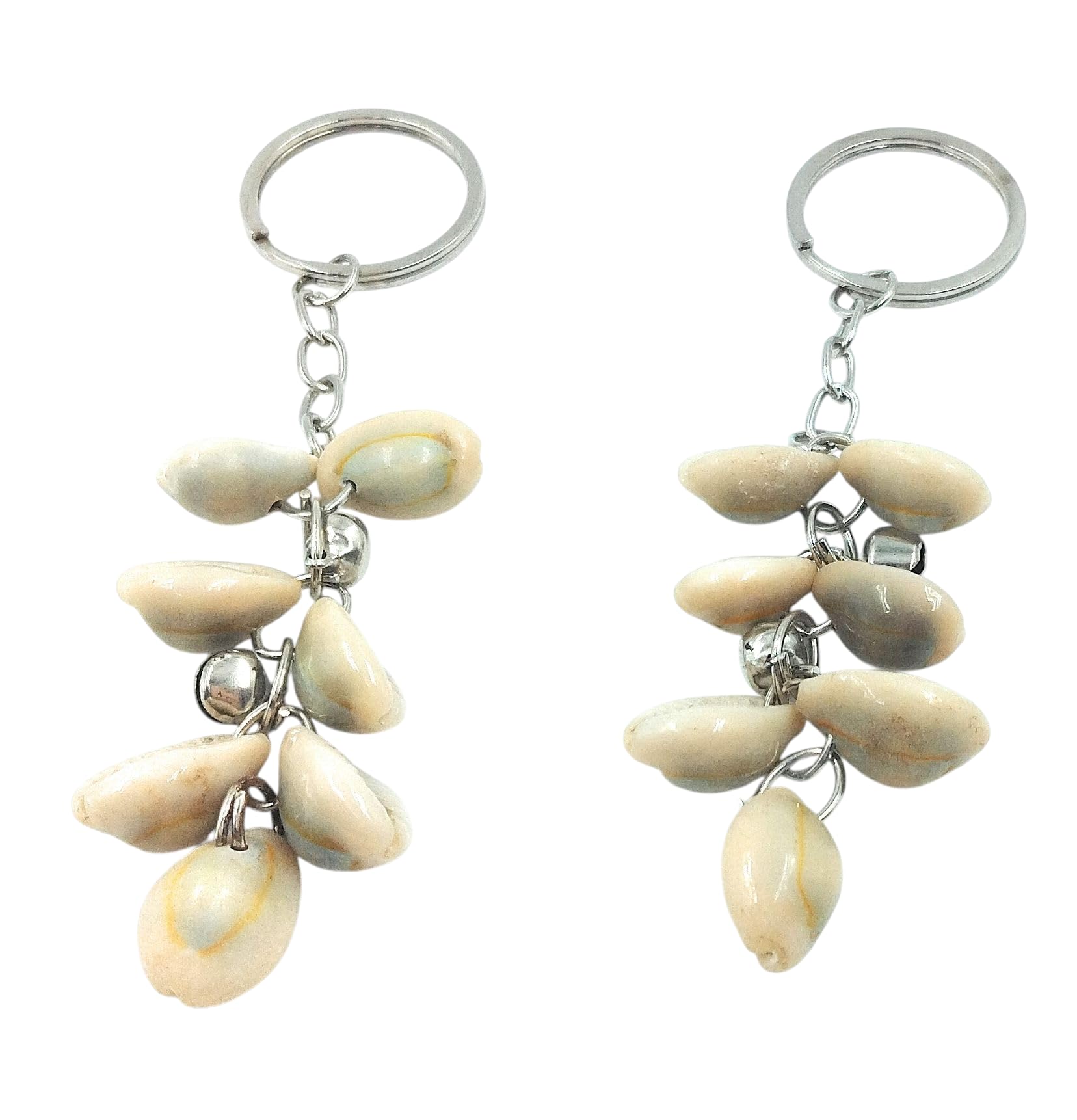 Kodi Sea Shell Decorative Keychain, Light Grey White, Natural Traditional Design - Kauri - Kowri - Cowry - Kaudi - Cowrie - Gavvalu - Kodi And Jingle Bell Keychain Set Of 2-picture-49