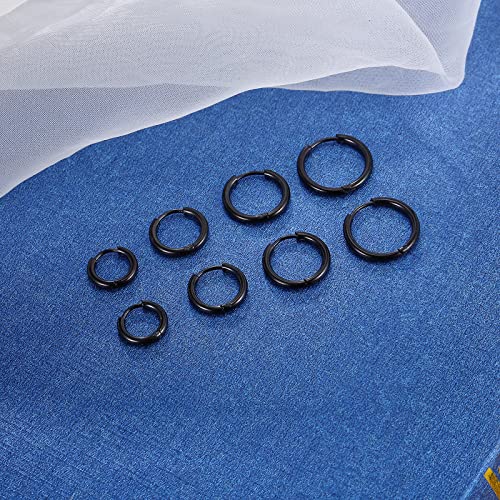 Image of 316L Surgical Stainless Steel Small Hoop Earrings 8mm 10mm 12mm 14mm Hypoallergenic Huggie Hoop Earrings Helix Lobes Hinged Sleeper Earrings Men Women for Cartilage Piercings