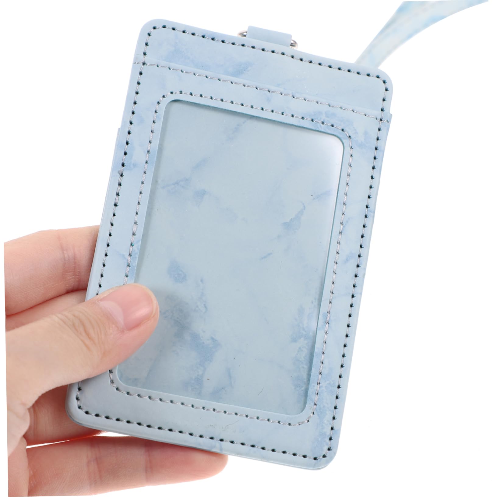 SEWACC 5juegos Soporte De Identificación Retráctil Cordón Funda De Tarjeta De Pu Mármol Resistente y Antiarañazos Para Oficina y Escolar