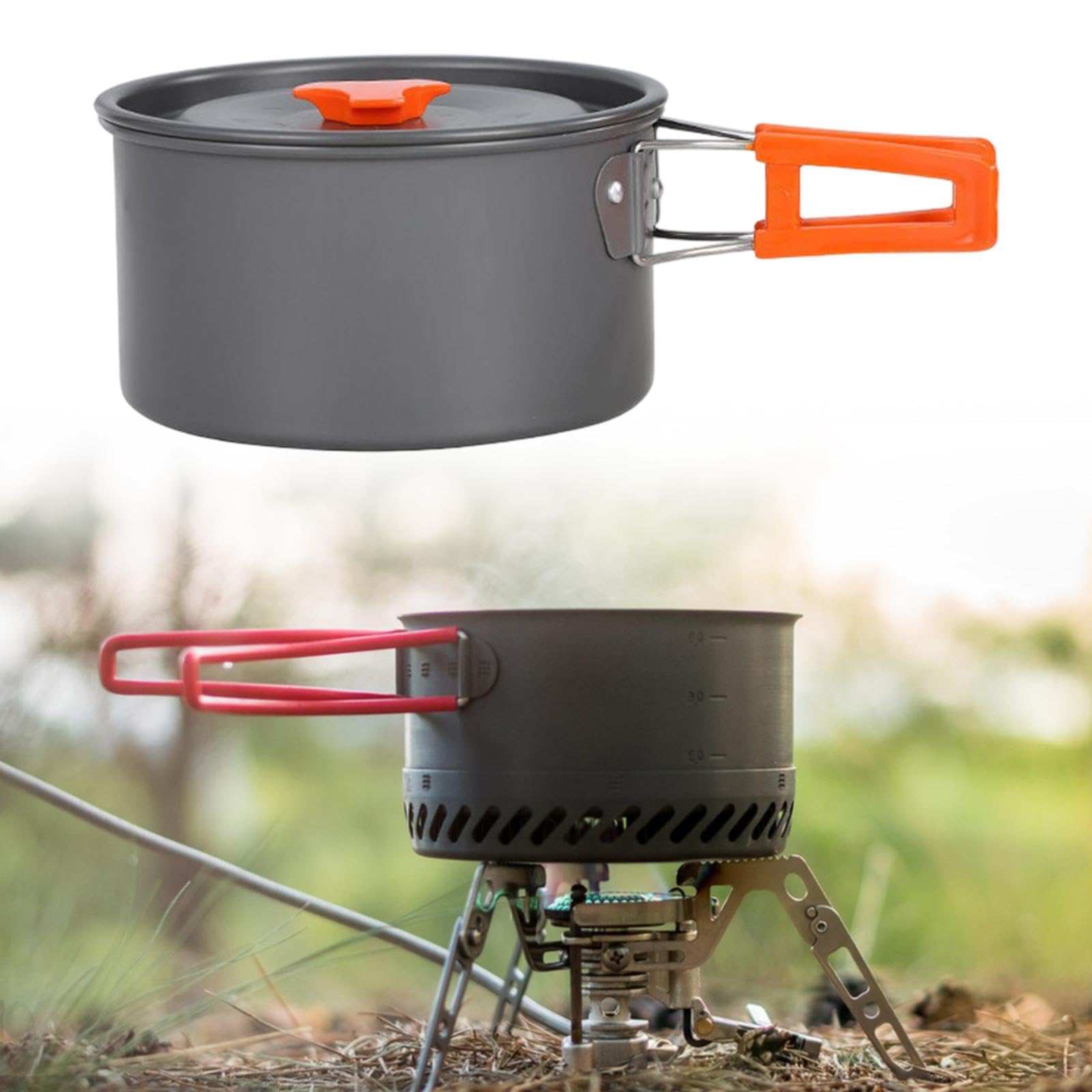 rockible Camping Pot Cookware Non Stick Compact Boiling Water Lightweight Saucepan Cooking Pot for Explorers Picnics Fishing People, 19.5cmx19.5cmx11.5cm